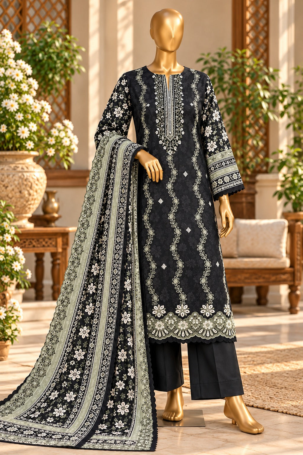 Riwayat Khaddar Embroidered 3 Piece Unstitched Suit – Winter Collection