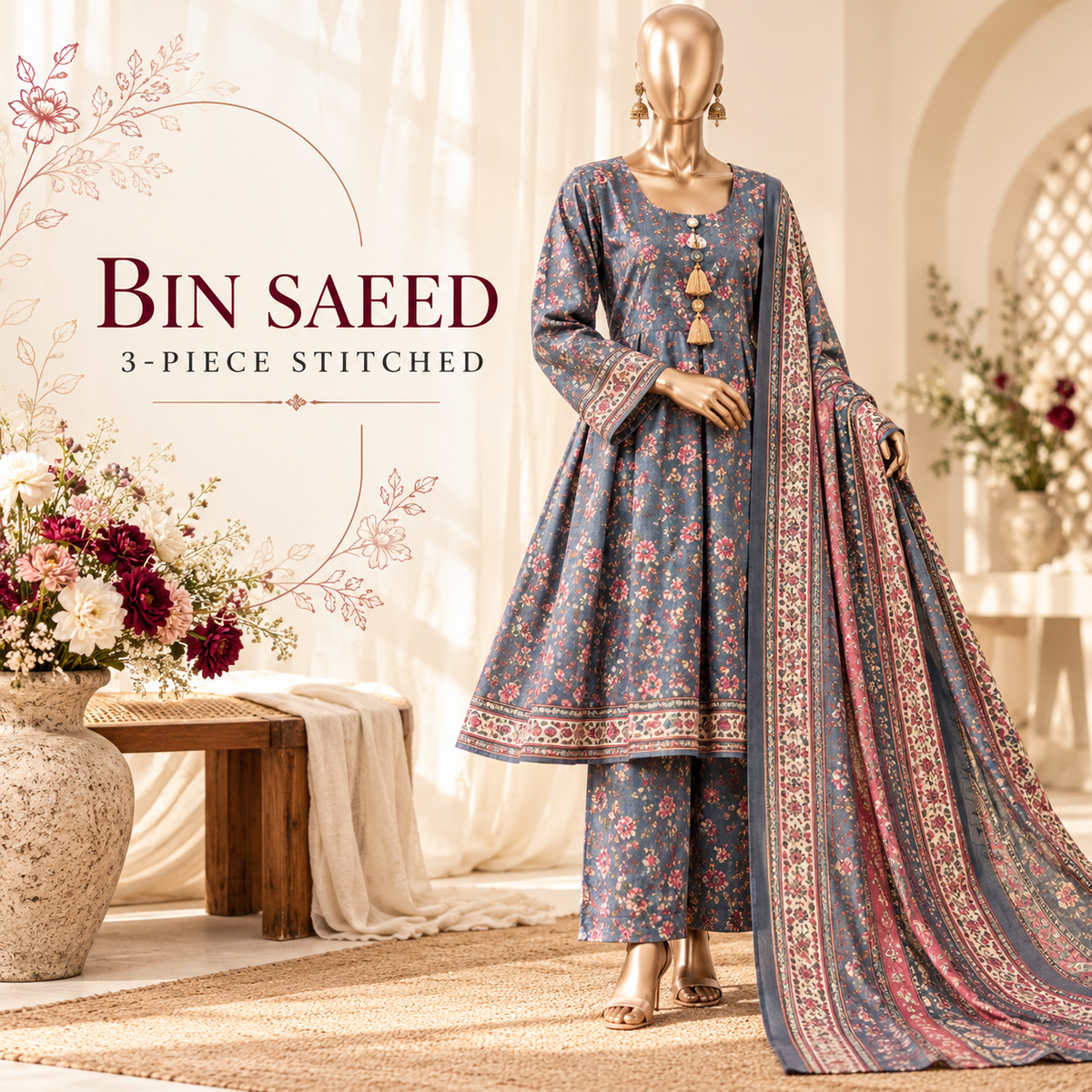 Bin Saeed Khaddar 3-Piece Stitched Suits