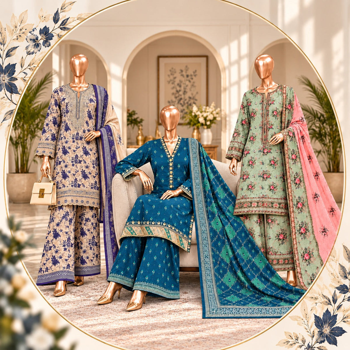 Bin Saeed 3-Pc Embroidered Karandi Collection