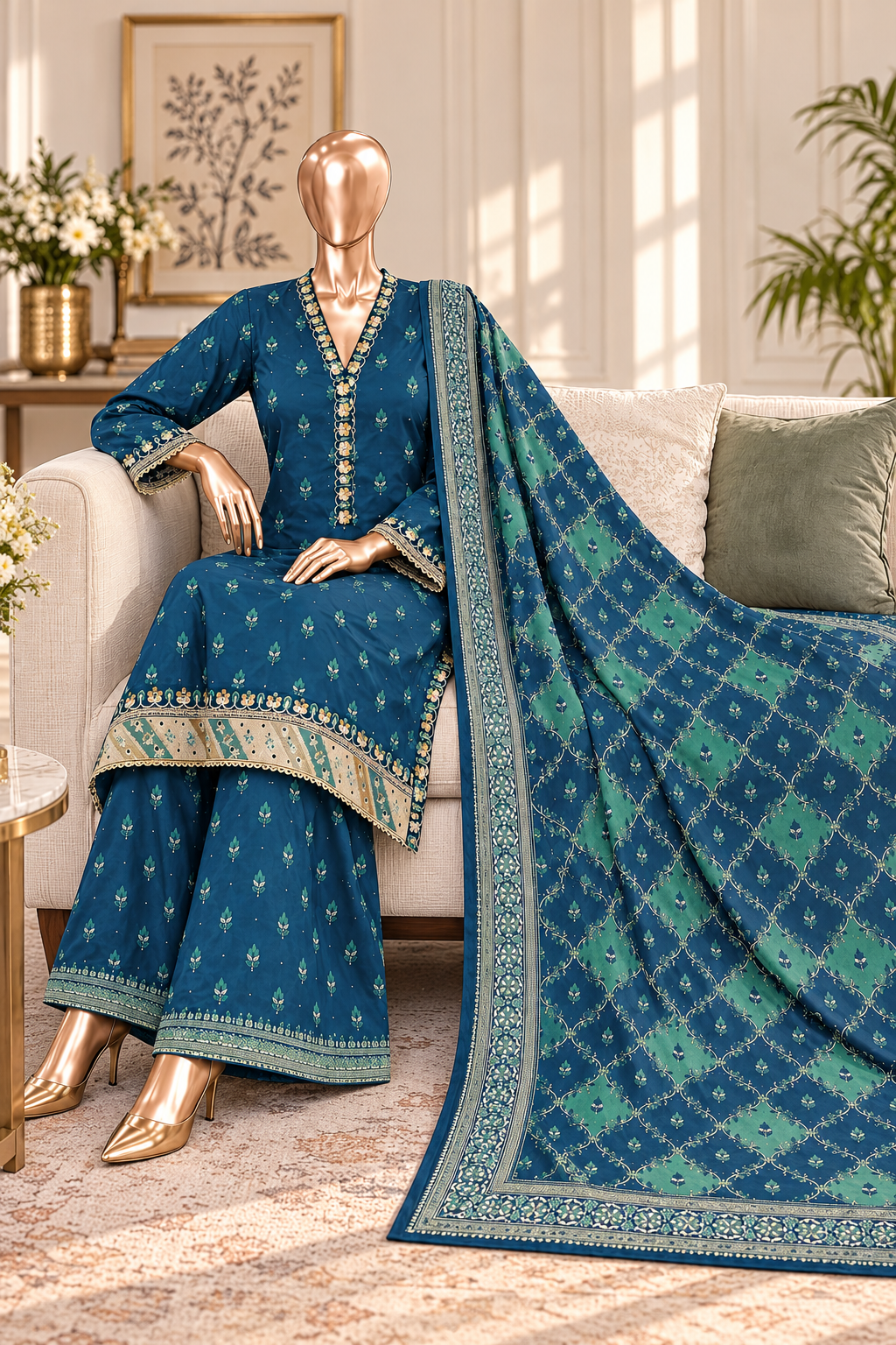 Bin Saeed 3-Piece  Embroidered Karandi