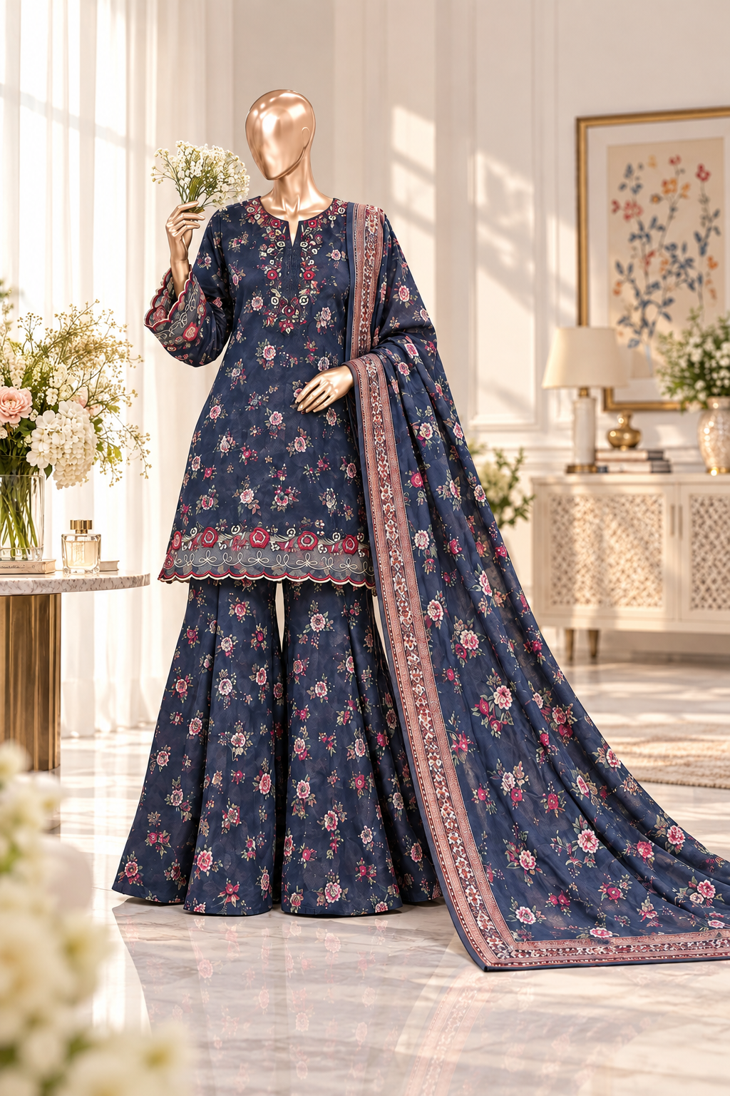 Bin Saeed 3-Piece  Embroidered Karandi