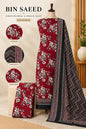 Bin Saeed Maroon Khaddar 3 Piece Suit | Unstitched